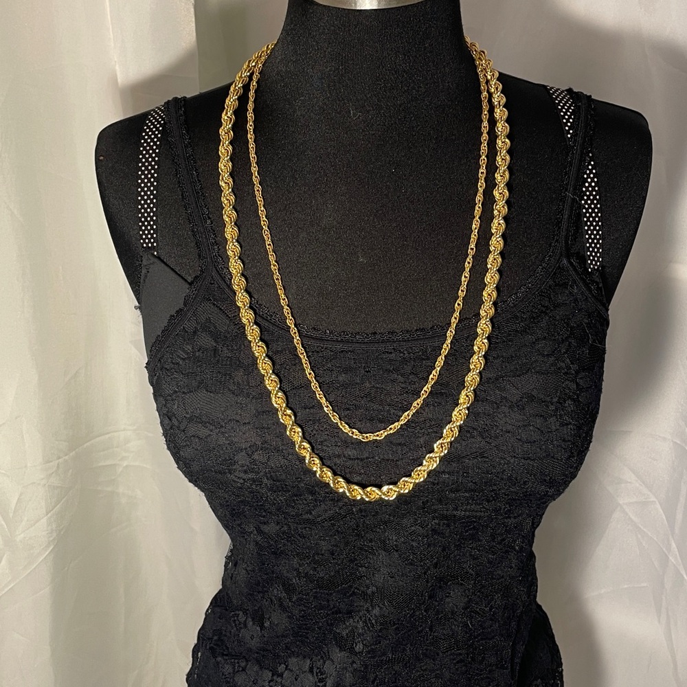 Chunky Rope Chain necklaces in gold tone great for layering